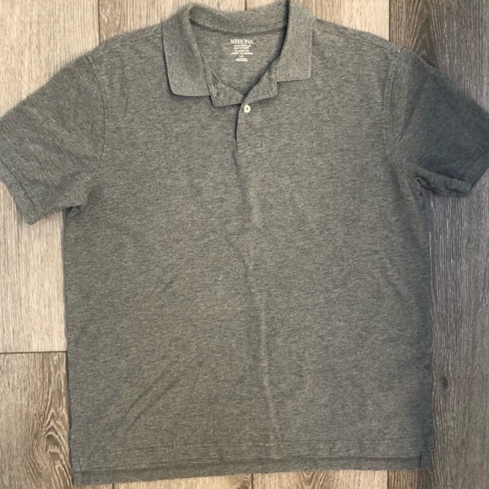 MERONA SHORT SLEEVE POLO SOLID GREY LARGE